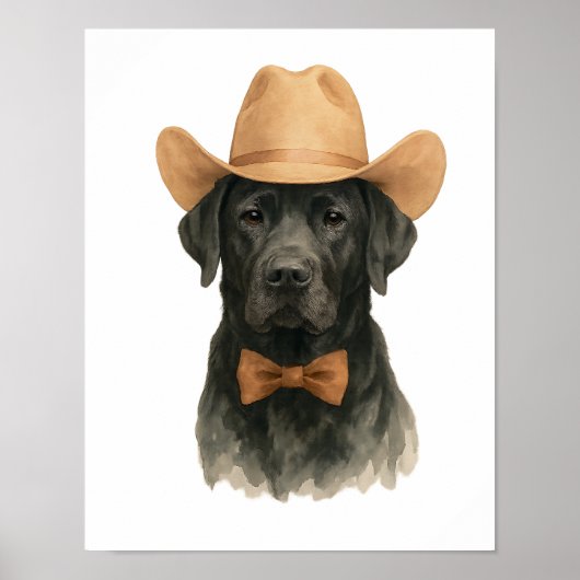 Charmante Cowboy Dog in Pet en Bow Stropdas Poster (Voorkant)