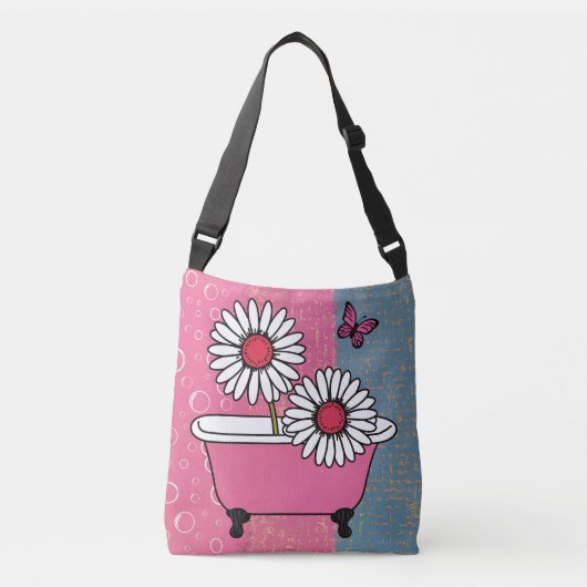 Charmante Daisy Bad met Butterfly Design Crossbody Tas (Voorkant)