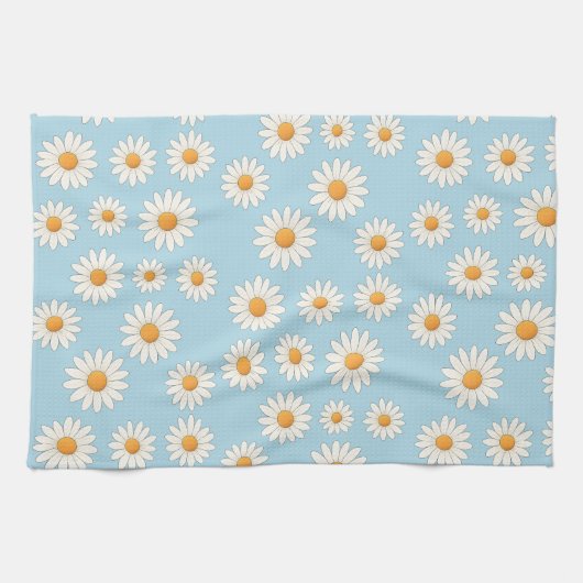 Charmante Daisy Bloemen Keuken Handdoek (Horizontaal)