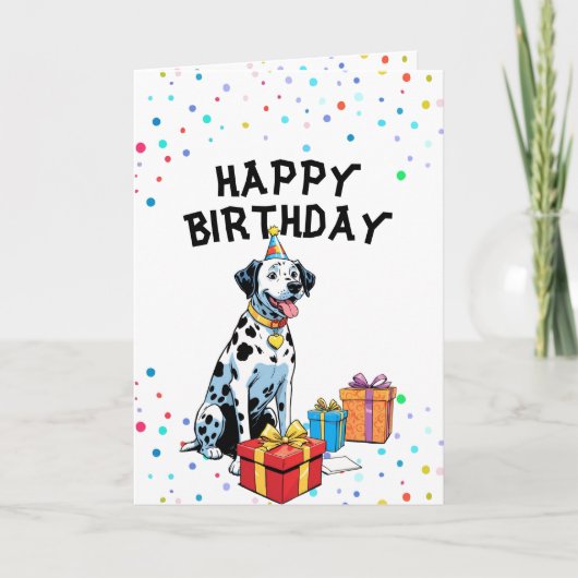 Charmante Dalmatiër met Cadeaudozen Verjaardag Kaart (Voorkant)