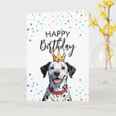 Charmante Dalmatische hondenverjaardag Kaart (Gele Bloem)
