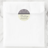 Charmante Damask bruiloft uitnodiging zegel (pruim (Tas)