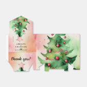 Charmante dennenboom & rode Ornamenten vakantie Bedankdoosjes (Uitgevouwen)