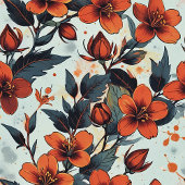 Charmante dille groen en diep sinaasappel bloemenv fleece deken