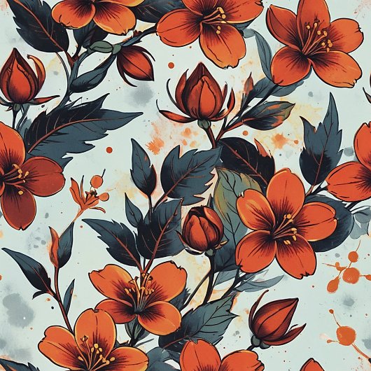 Charmante dille groen en diep sinaasappel bloemenv fleece deken