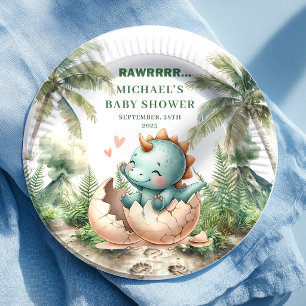 Charmante Dino Ei Baby Shower Komt Erachter Borden Papieren Bordje