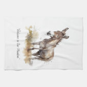 Charmante Donkey Serenity, op maat Theedoek (Horizontaal)