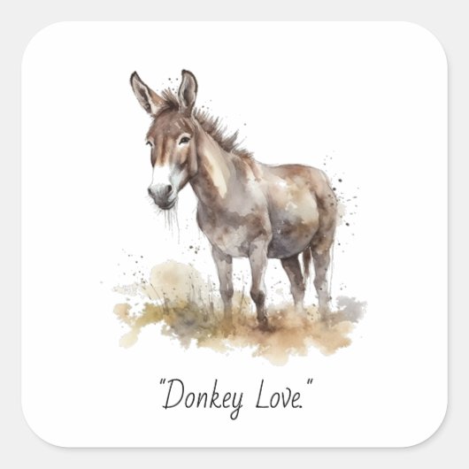 Charmante Donkey Serenity, op maat Vierkante Sticker (Voorkant)