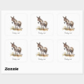 Charmante Donkey Serenity, op maat Vierkante Sticker (Vel)