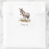 Charmante Donkey Serenity, op maat Vierkante Sticker (Tas)