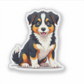 Charmante donzige, speelse 3D Australische herder, Sticker (Voorkant)
