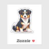 Charmante donzige, speelse 3D Australische herder, Sticker (Vel)