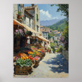 Charmante dorpsmarkt in impressionistische stijl poster (Voorkant)