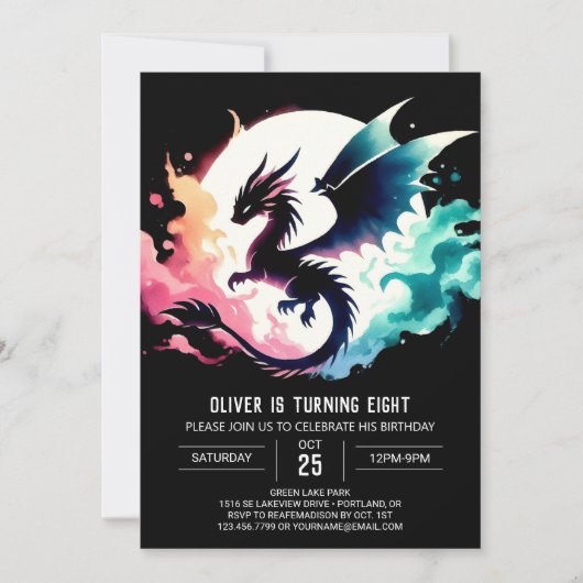 Charmante Dragon Birthday Bewerkbaar Kaart (Voorkant)