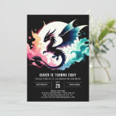 Charmante Dragon Birthday Bewerkbaar Kaart (Staand voorkant)