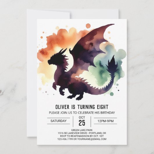 Charmante Dragon Birthday Printable Kaart (Voorkant)