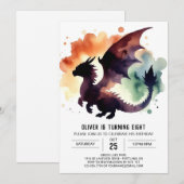Charmante Dragon Birthday Printable Kaart (Voorkant / Achterkant)