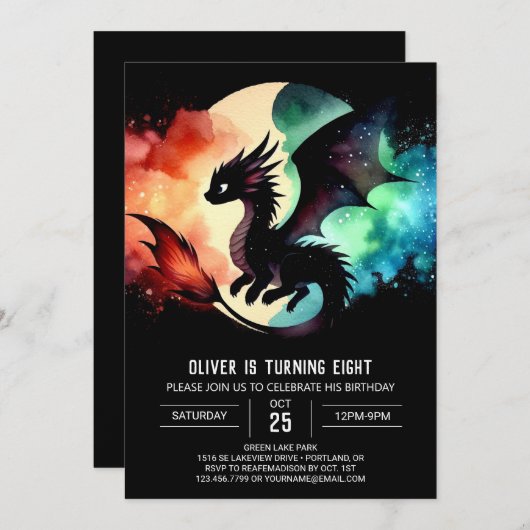 Charmante Dragon Verjaardag Custom Kaart (Voorkant / Achterkant)