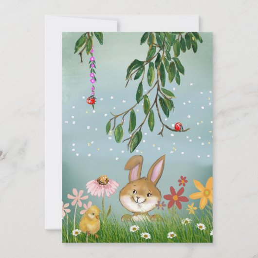 Charmante Easter Egg Hunt Waterverf Vakantie Kaart (Achterkant)