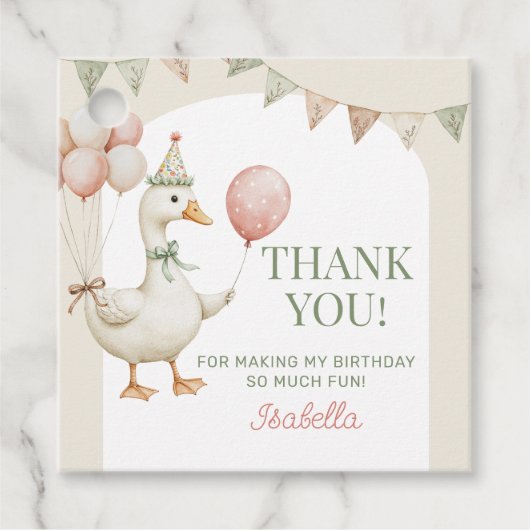 Charmante Een Gekke Gans 1e Verjaardag Bedankt Bedankjes Labels (Voorkant)