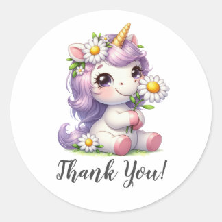 Charmante eenhoorn dankbaarheid dank u ronde sticker