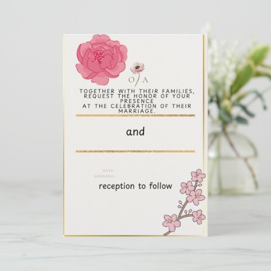 Charmante eenvoud bruiloft uitnodiging (Staand voorkant)