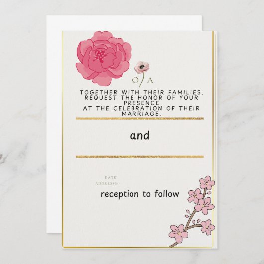 Charmante eenvoud bruiloft uitnodiging (Voorkant / Achterkant)