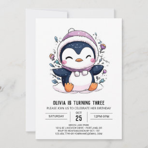 Charmante Elegant Penguin Digitale Verjaardag Kaart