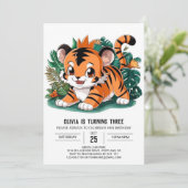 Charmante Elegant Tiger Digitale Verjaardag Kaart (Staand voorkant)