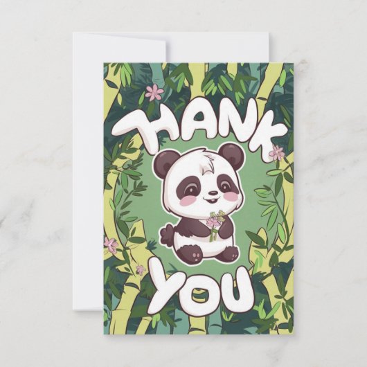 Charmante elegante panda bedankkaart (Voorkant)