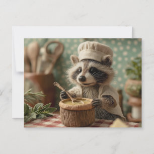 Charmante en Schattigee Raccoon Chef Roeren Een Bo Briefkaart