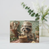 Charmante en Schattigee Raccoon Chef Roeren Een Bo Feestdagenkaart (Staand voorkant)