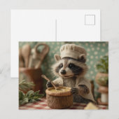 Charmante en Schattigee Raccoon Chef Roeren Een Bo Feestdagenkaart (Voorkant / Achterkant)