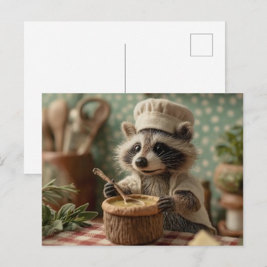 Charmante en Schattigee Raccoon Chef Roeren Een Bo Feestdagenkaart (Voorkant / Achterkant)