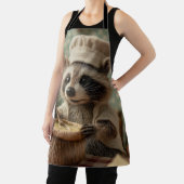 Charmante en Schattigee Raccoon Chef Roeren Een Bo Schort (Insitu)