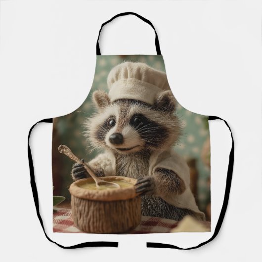 Charmante en Schattigee Raccoon Chef Roeren Een Bo Schort (Voorkant)