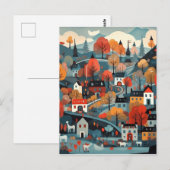 Charmante en schilderachtige Scandi Village Art Briefkaart (Voorkant / Achterkant)