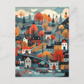 Charmante en schilderachtige Scandi Village Art Briefkaart (Voorkant)