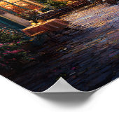 Charmante Europese Cafe Gevelbekleding met Bloemen Poster (Hoek)