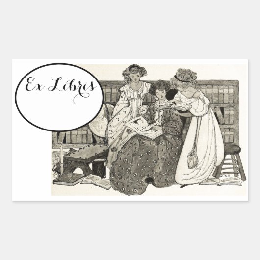 Charmante  Ex Libris Library Bookplate Rechthoekige Sticker (Voorkant)