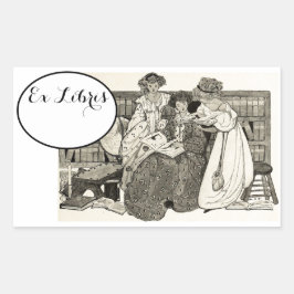 Charmante Ex Libris Library Bookplate Rechthoekige Sticker