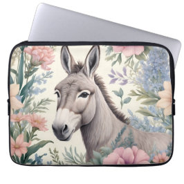 Charmante ezel pastelbloemen Boerderij Laptop Sleeve