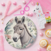 Charmante ezel pastelbloemen Boerderij Papieren Bordje (Feest)