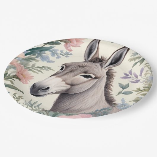 Charmante ezel pastelbloemen Boerderij Papieren Bordje (Gekanteld)
