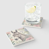 Charmante ezel pastelbloemen Boerderij Stenen Onderzetter (Zijkant)