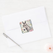 Charmante ezel pastelbloemen Boerderij Vierkante Sticker (Envelop)