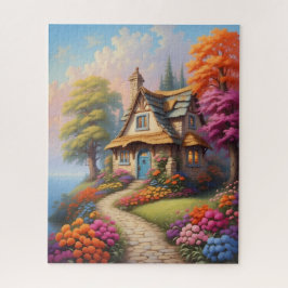 Charmante fantasie huisje illustratie legpuzzel