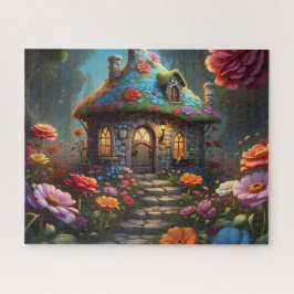 Charmante fantasie huisje illustratie legpuzzel