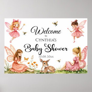 Charmante feeën Woodland Deer Baby shower Welkom Poster