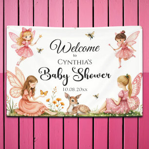 Charmante feeën Woodland Deer Baby shower Welkom Spandoek